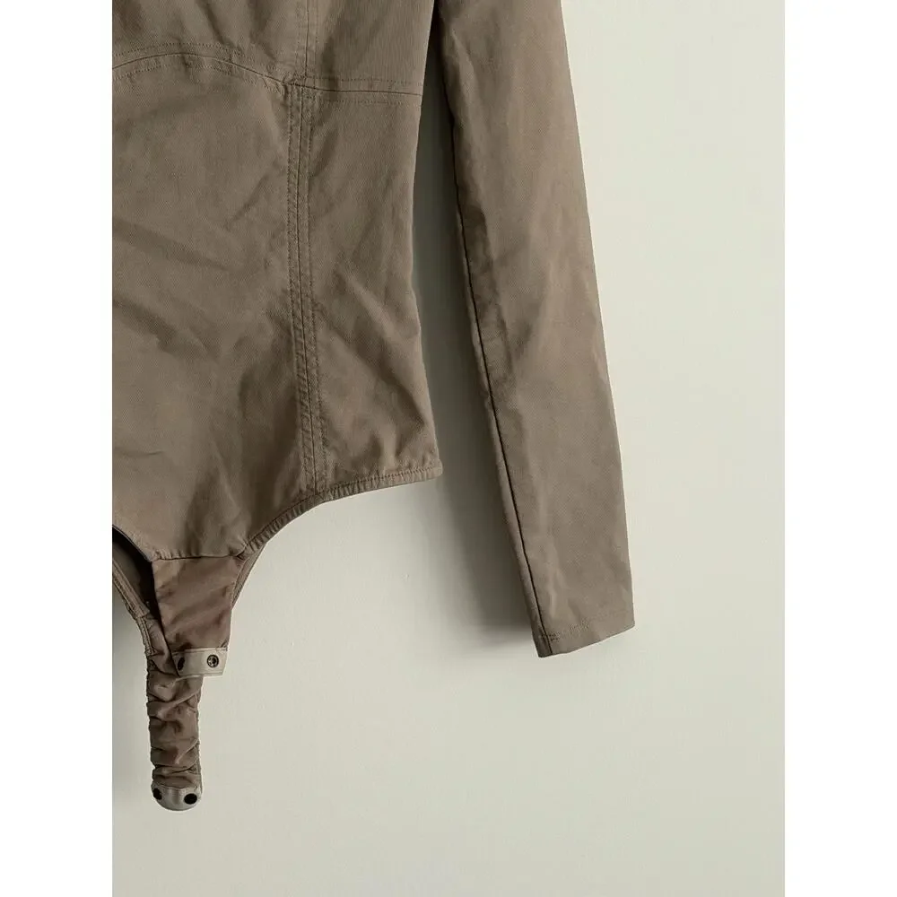 Zara Taupe Square Neck Bodysuit Size XS